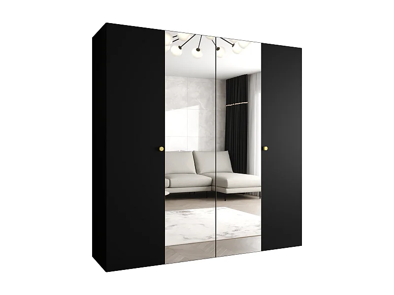 Drehtürenschrank Parma 2 202/200/52 4-türig (Schwarz)