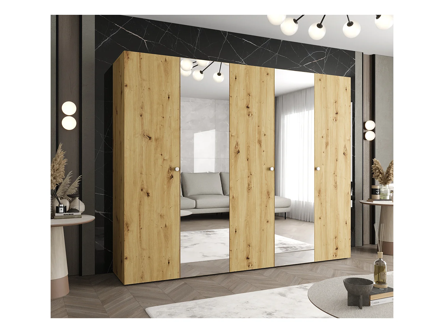 Armoire à portes battantes Parma 2 202/250/52 5 portes (Artisan)