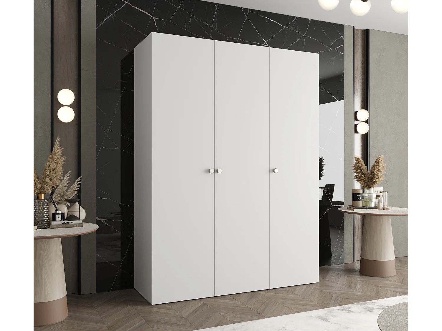 Armoire à portes battantes Parma 1 202/150/52 3 portes (Blanc)