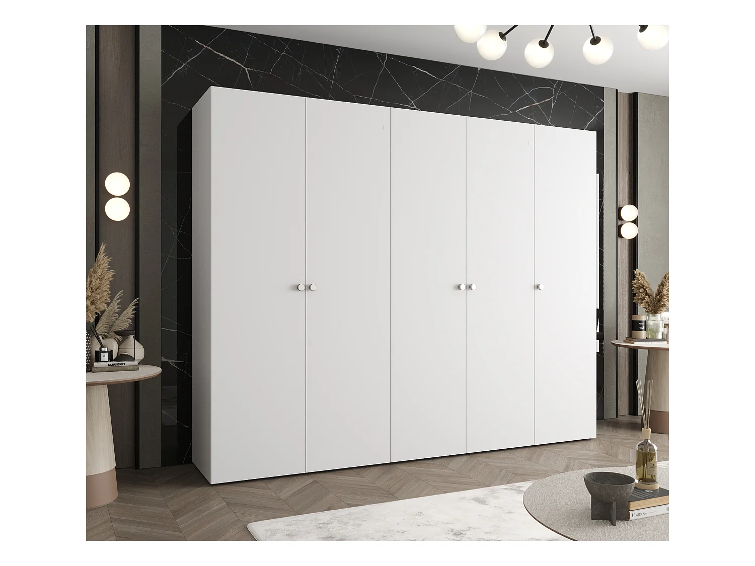 Drehtürenschrank Parma 1 202/250/52 5-türig (Weiß)