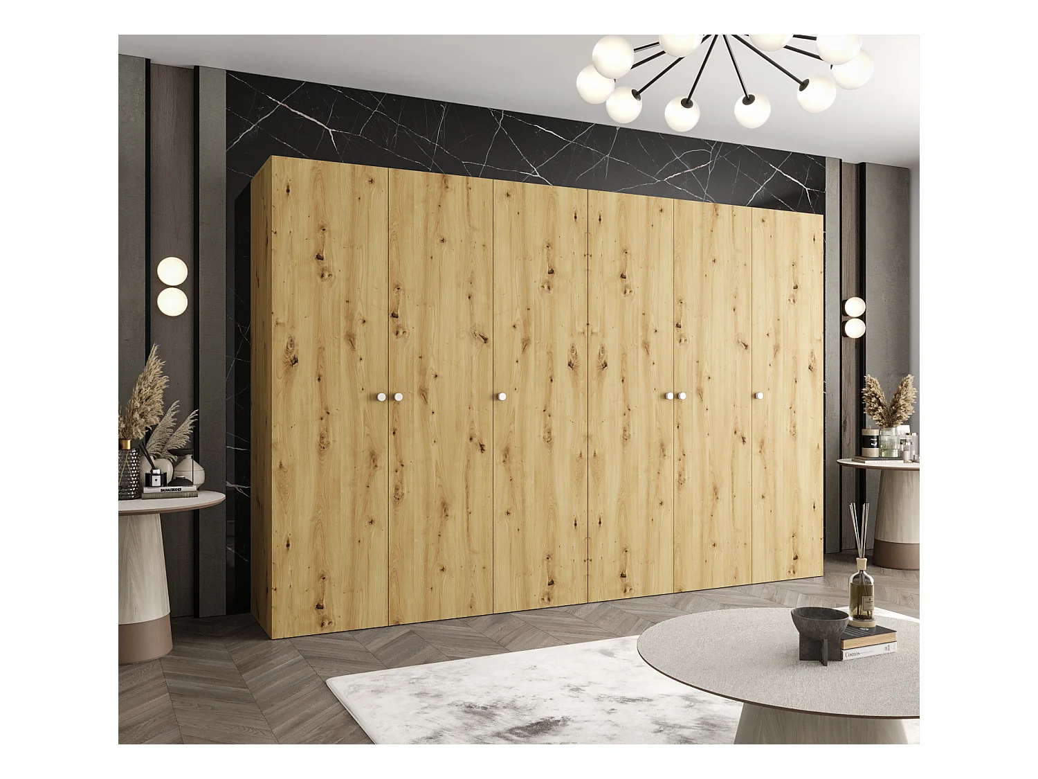 Armoire à portes battantes Parma 1 202/300/52 6 portes (Artisan)