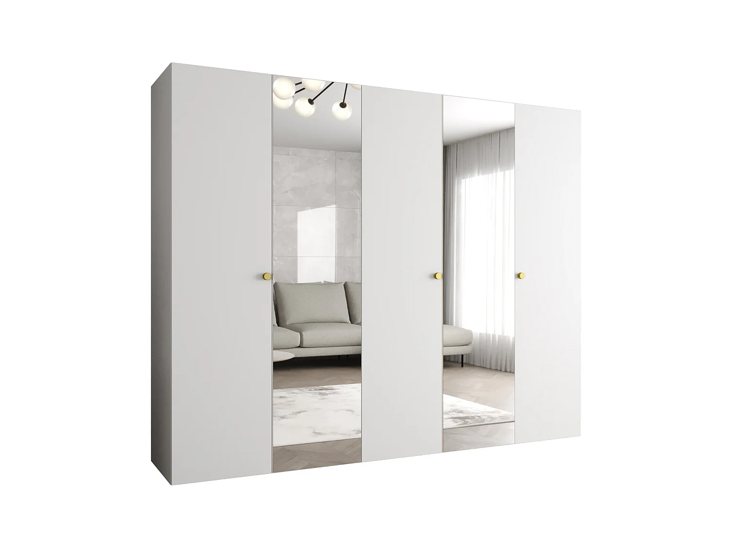 Kleerkast Parma 2 202/250/52 5-deurs (wit)