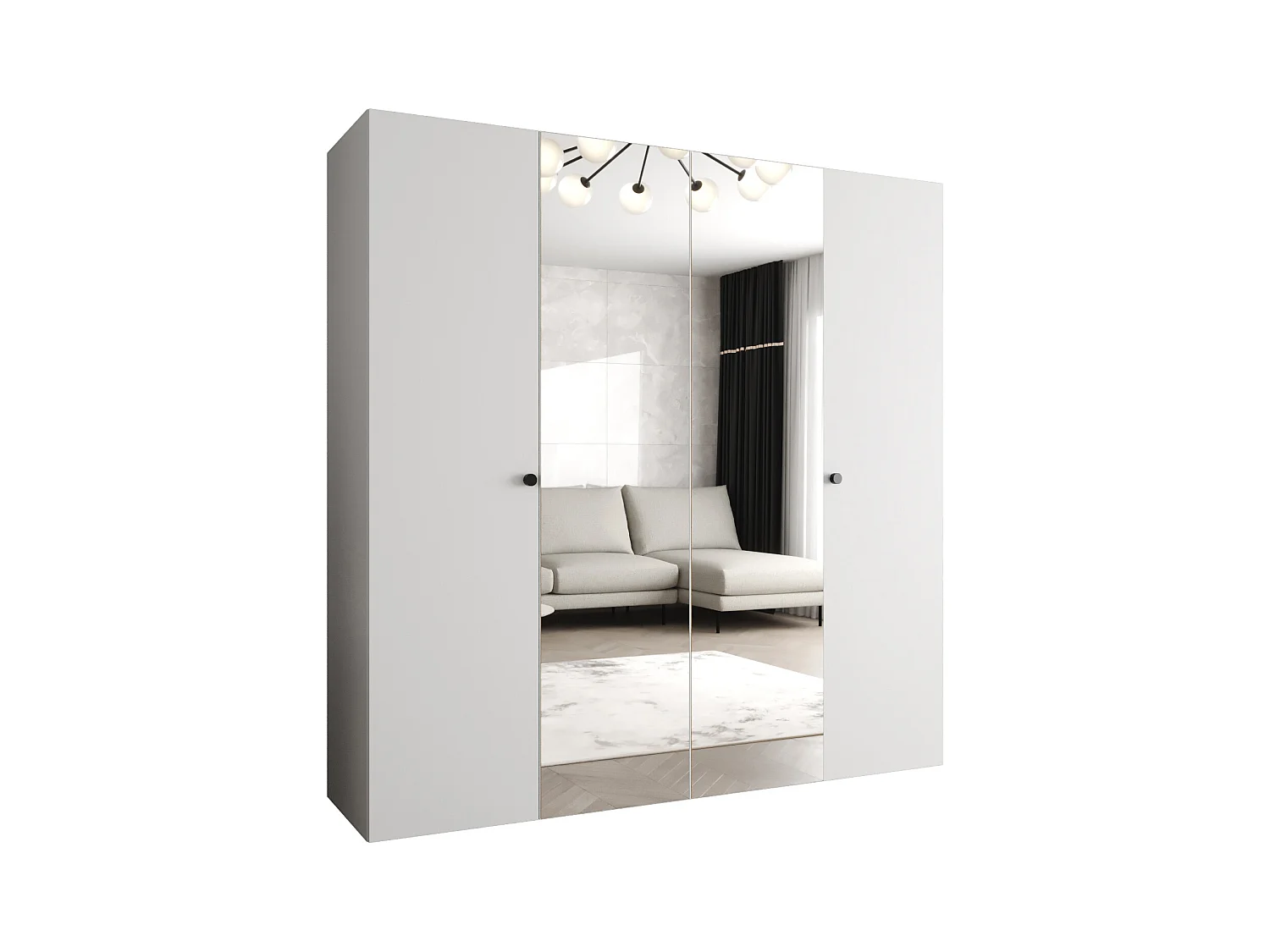 Armoire à portes battantes Parma 2 202/200/52 4 portes (Blanc)