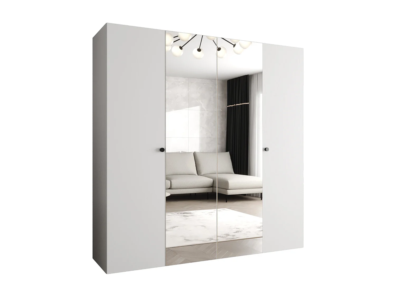 Armoire à portes battantes Parma 2 202/200/52 4 portes (Blanc)