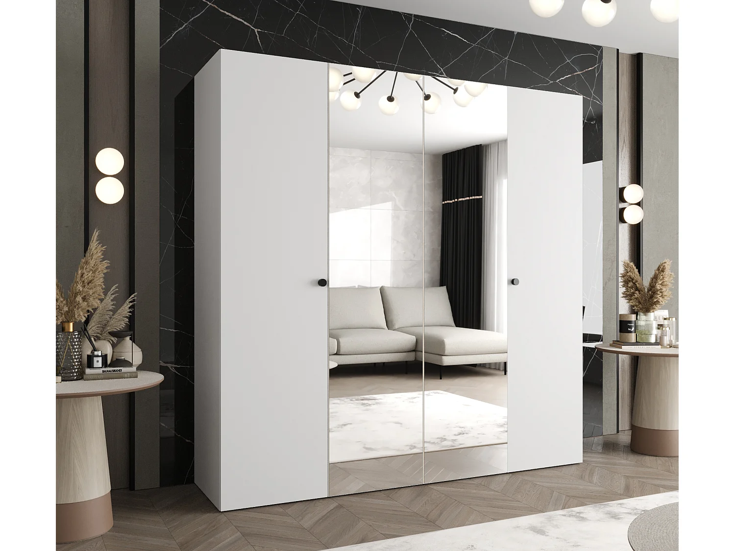 Armoire à portes battantes Parma 2 202/200/52 4 portes (Blanc)