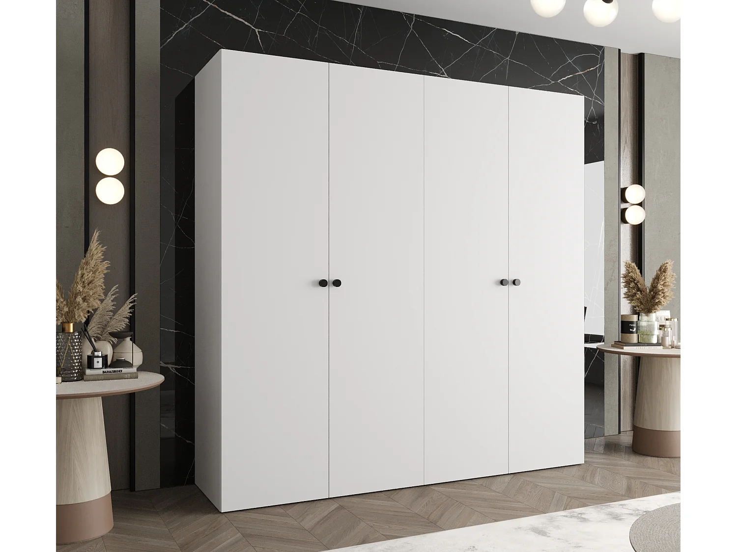 Armadio Parma 1 con ante battenti 202/200/52 4 ante (bianco)