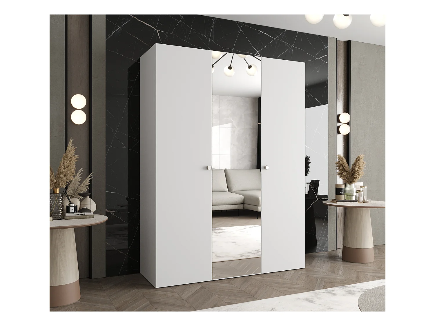 Armoire à portes battantes Parma 2 202/150/52 3 portes (Blanc)