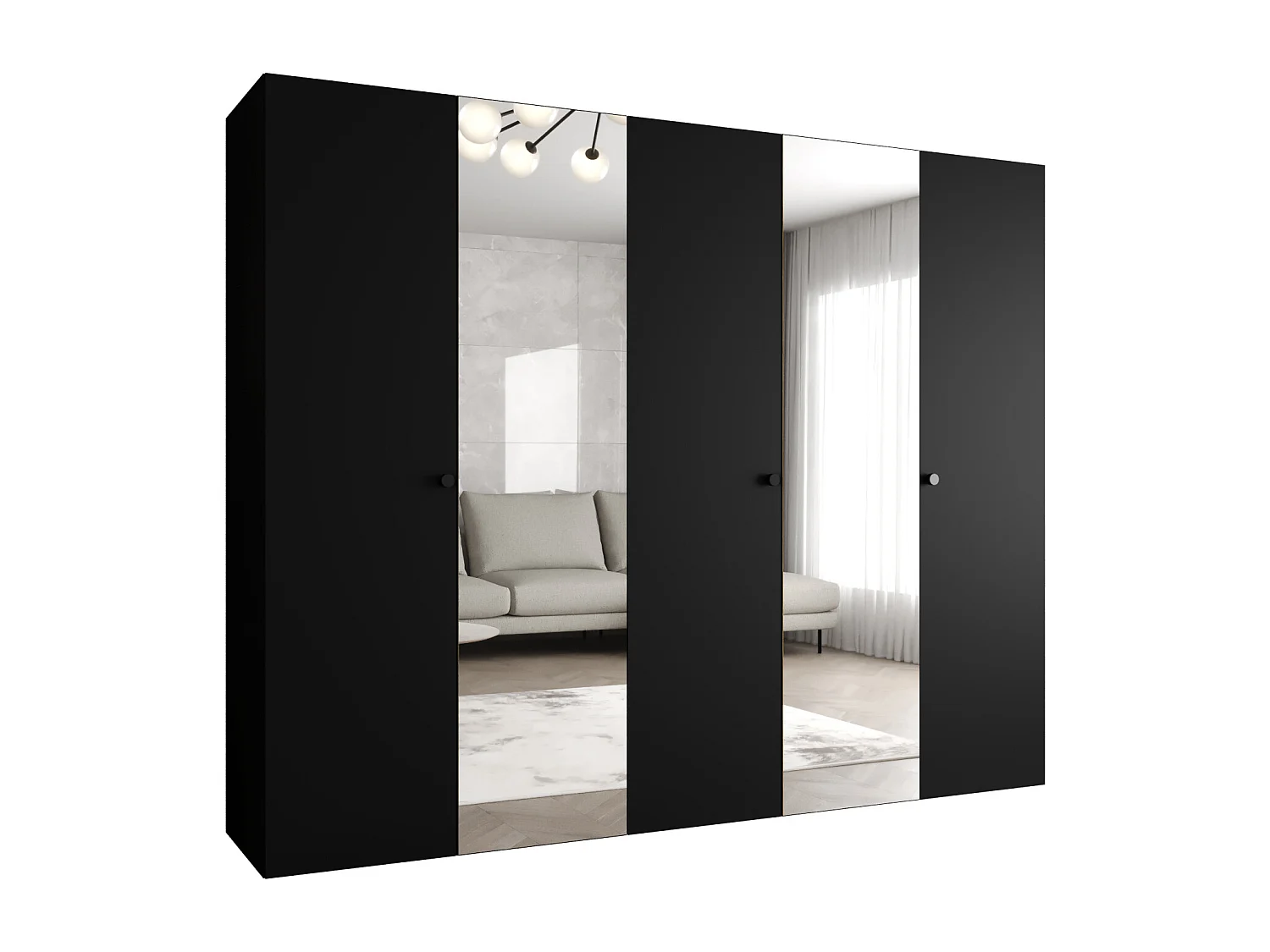 Drehtürenschrank Parma 2 202/250/52 5-türig (Schwarz)