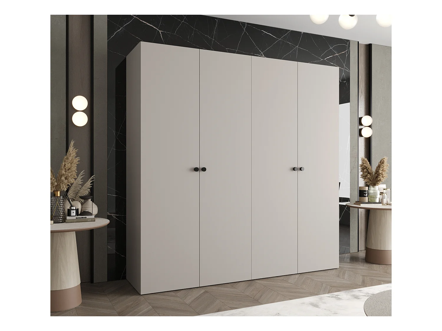 Drehtürenschrank Parma 1 202/200/52 4-türig (Kaschmir)