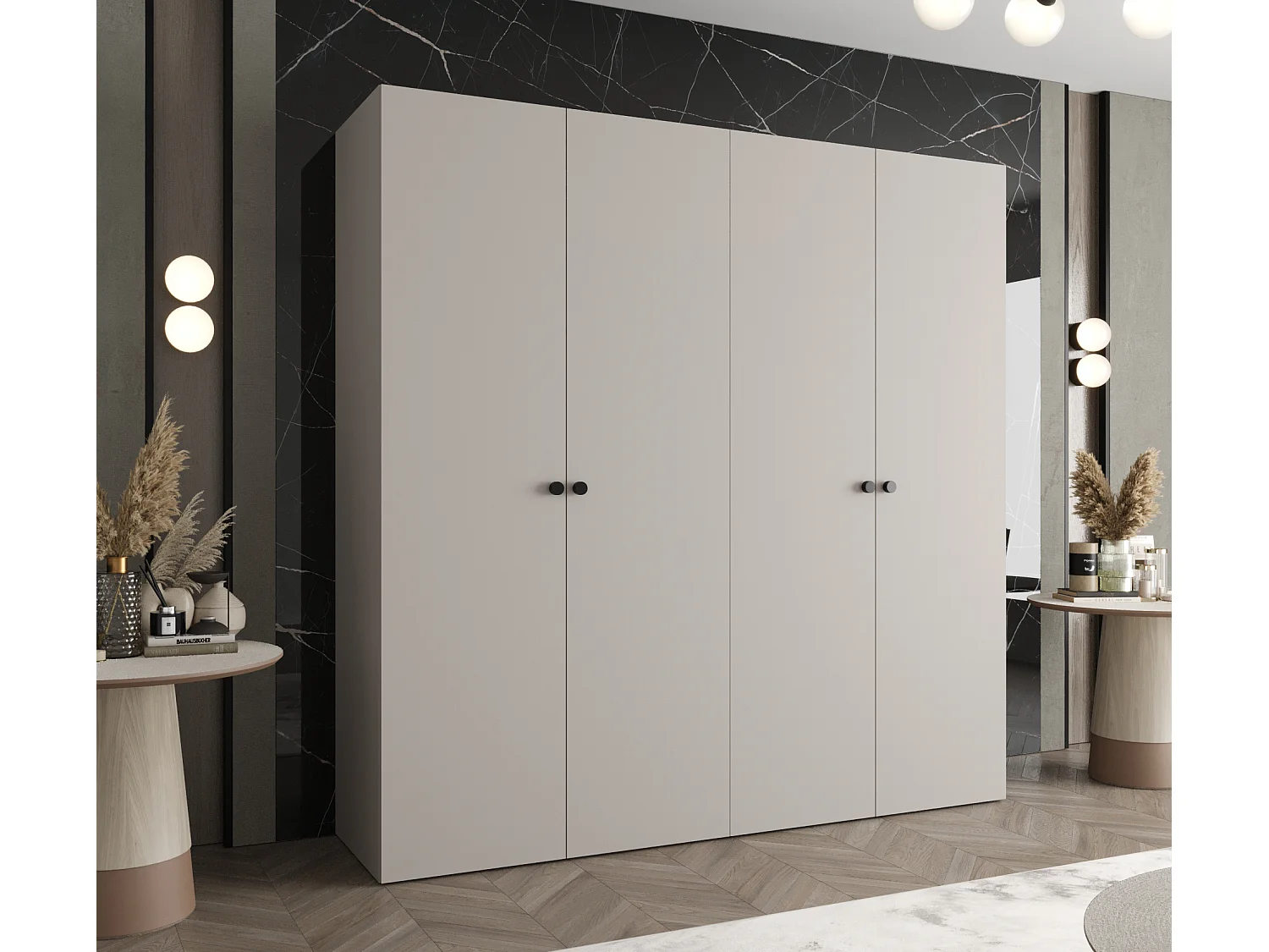 Kleerkast Parma 1 202/200/52 4-deurs (kasjmier)