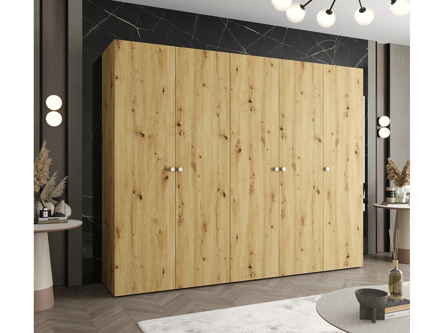 Kleerkast Parma 1 202/250/52 5-deurs (artisan)