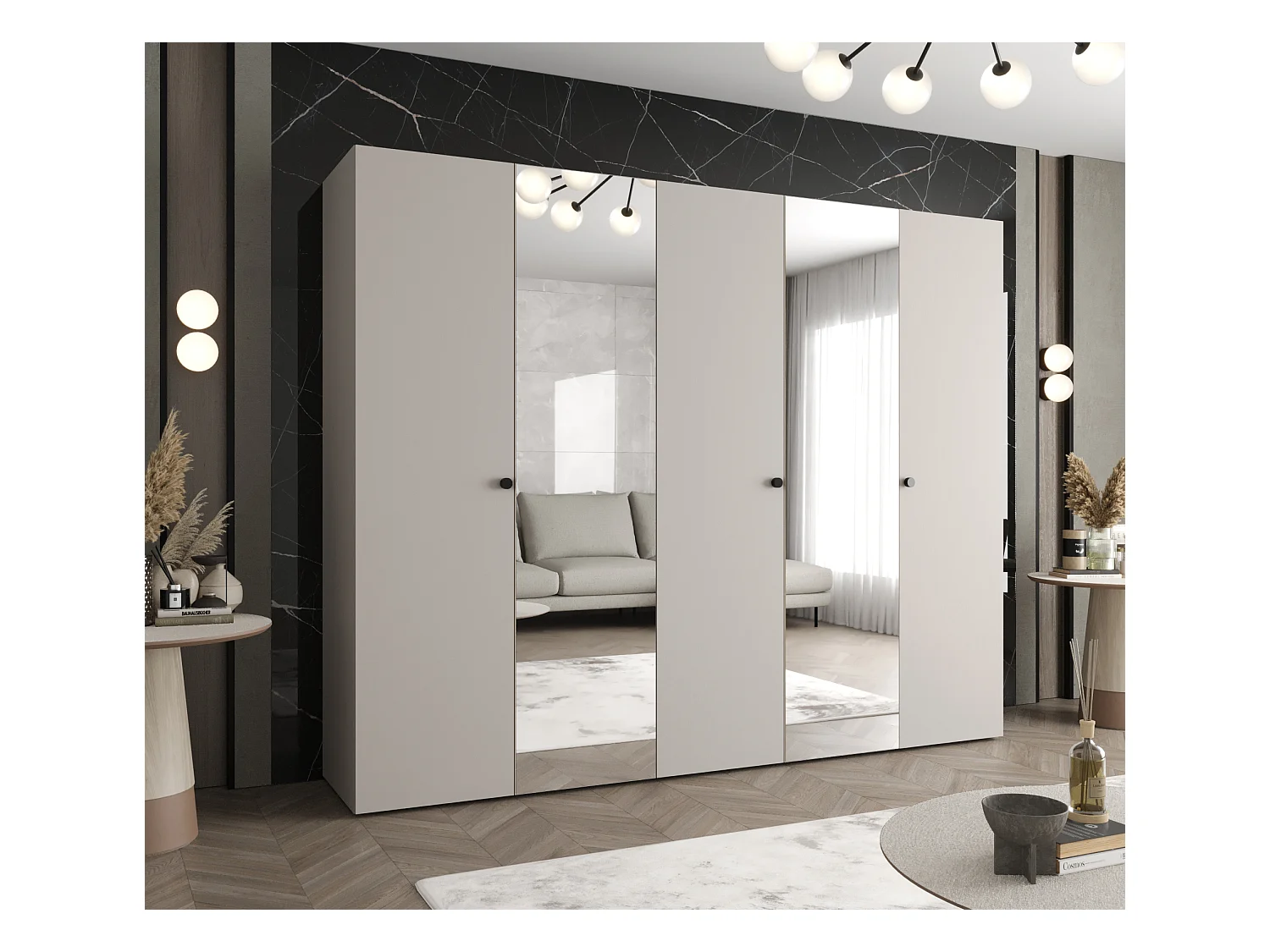 Armoire à portes battantes Parma 2 202/250/52 5 portes (Cachemire)