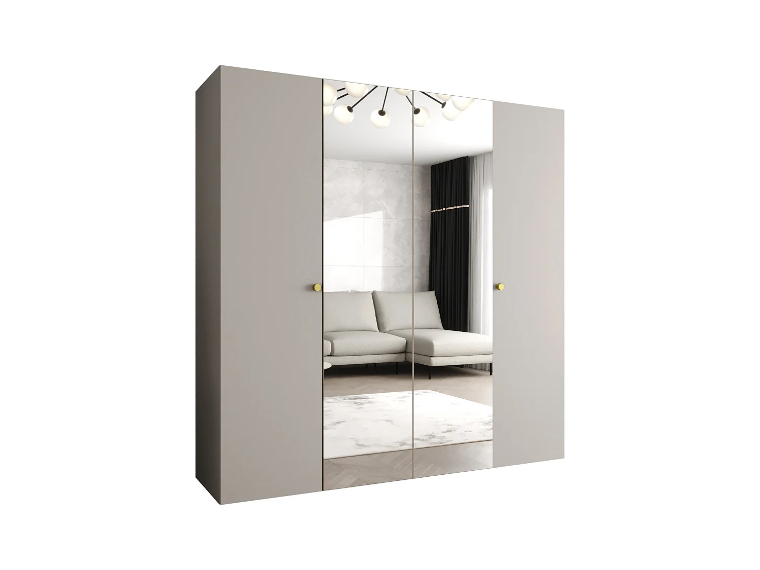 Armoire à portes battantes Parma 2 202/200/52 4 portes (Cachemire)