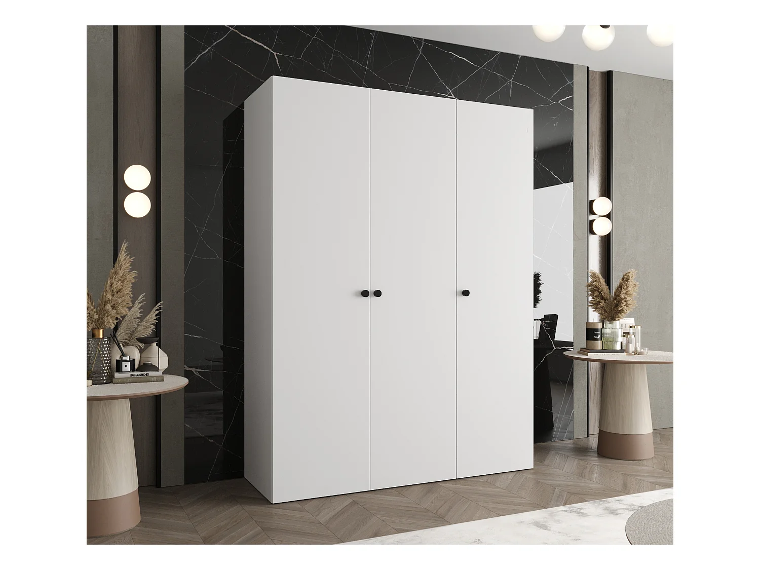 Armoire à portes battantes Parma 1 202/150/52 3 portes (Blanc)