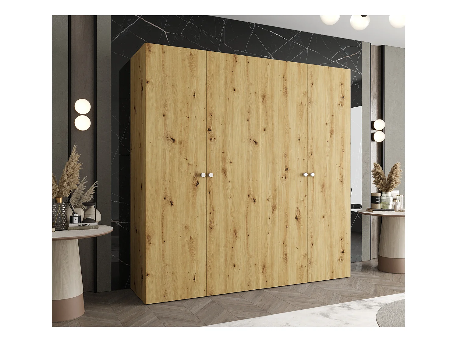 Armoire à portes battantes Parma 1 202/200/52 4 portes (Artisan)