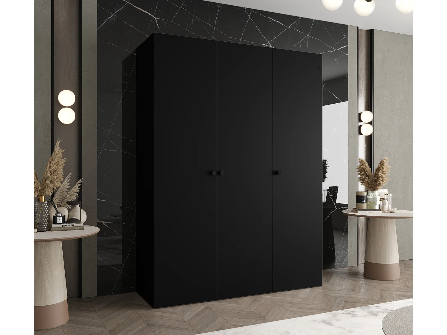 Armoire à portes battantes Parma 1 202/150/52 3 portes (Noir)