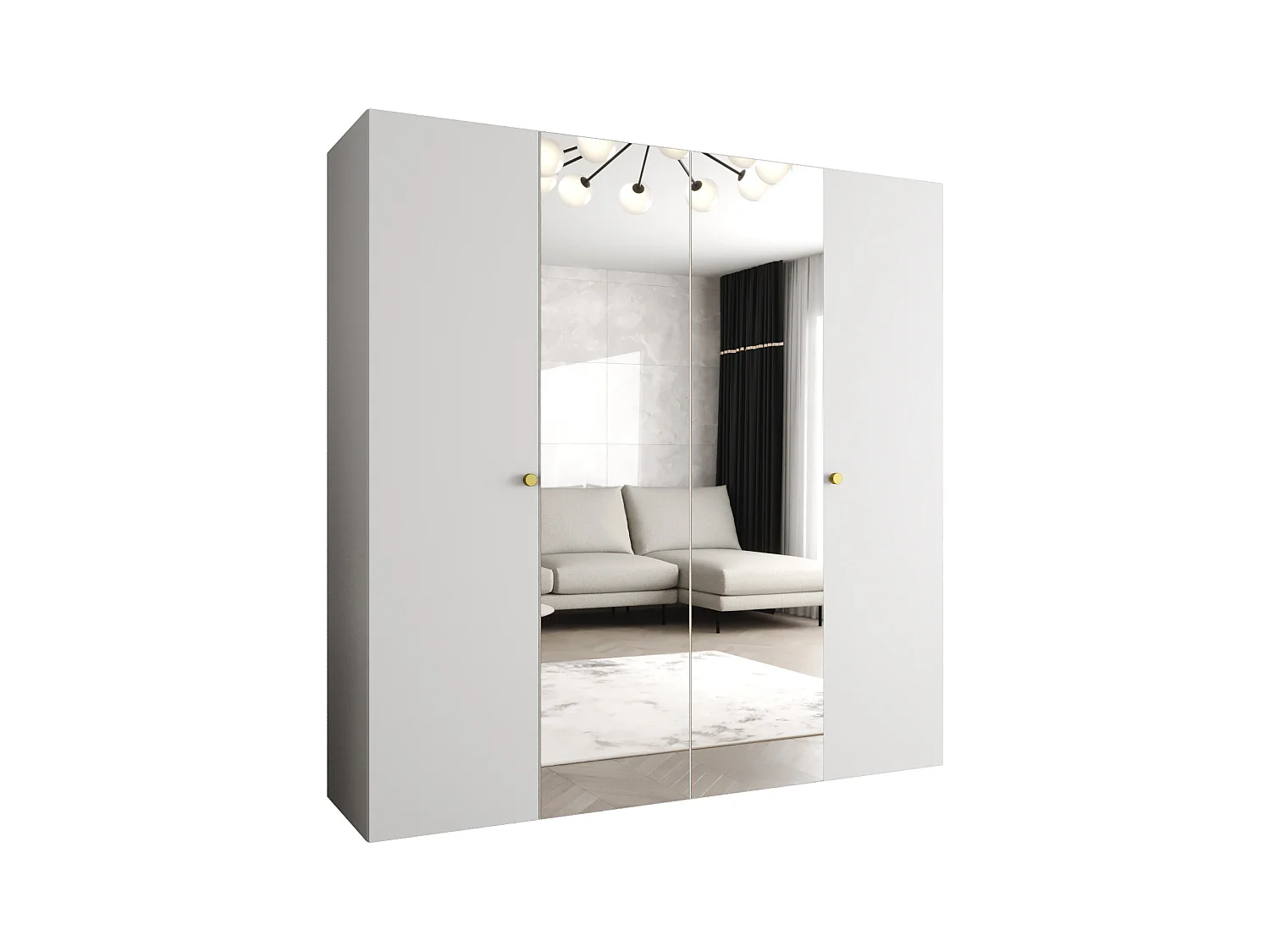 Armoire à portes battantes Parma 2 202/200/52 4 portes (Blanc)