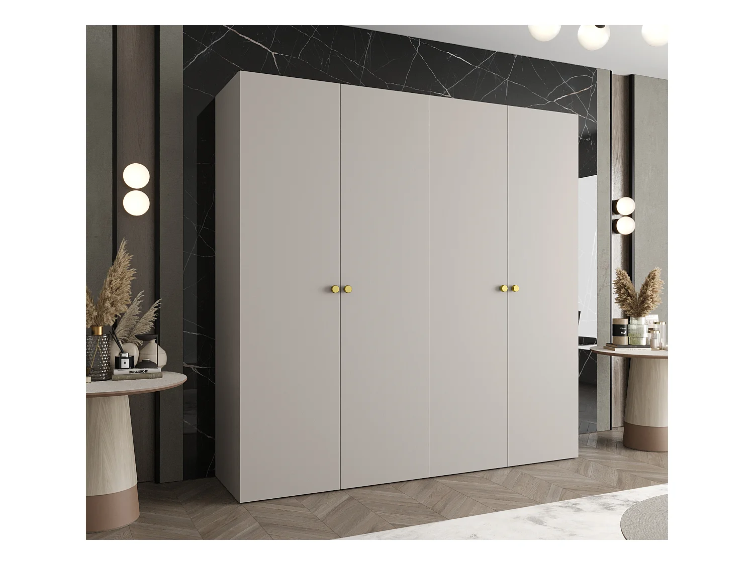 Drehtürenschrank Parma 1 202/200/52 4-türig (Kaschmir)