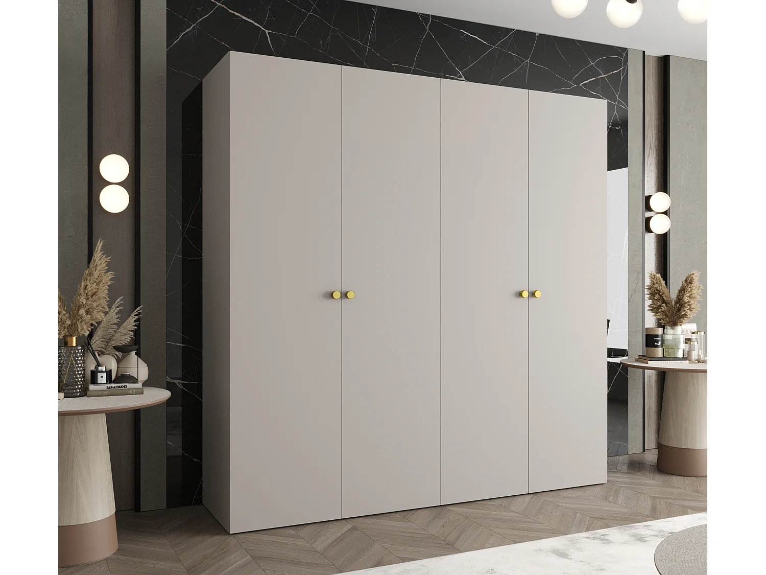 Kleerkast Parma 1 202/200/52 4-deurs (kasjmier)