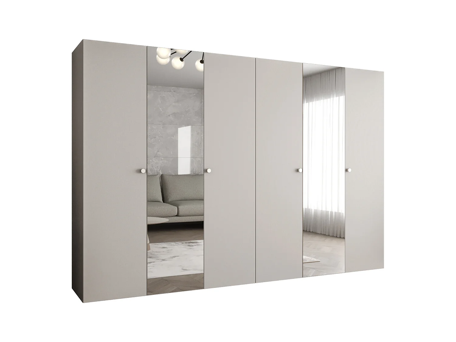 Armoire à portes battantes Parma 2 202/300/52 6 portes (Cachemire)