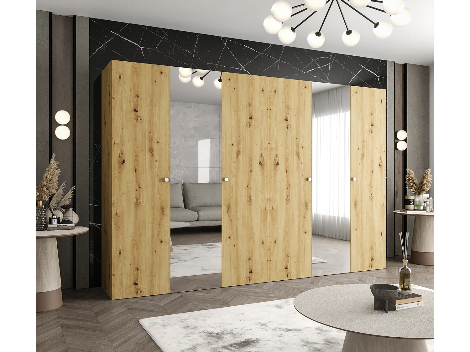 Armoire à portes battantes Parma 2 202/300/52 6 portes (Artisan)