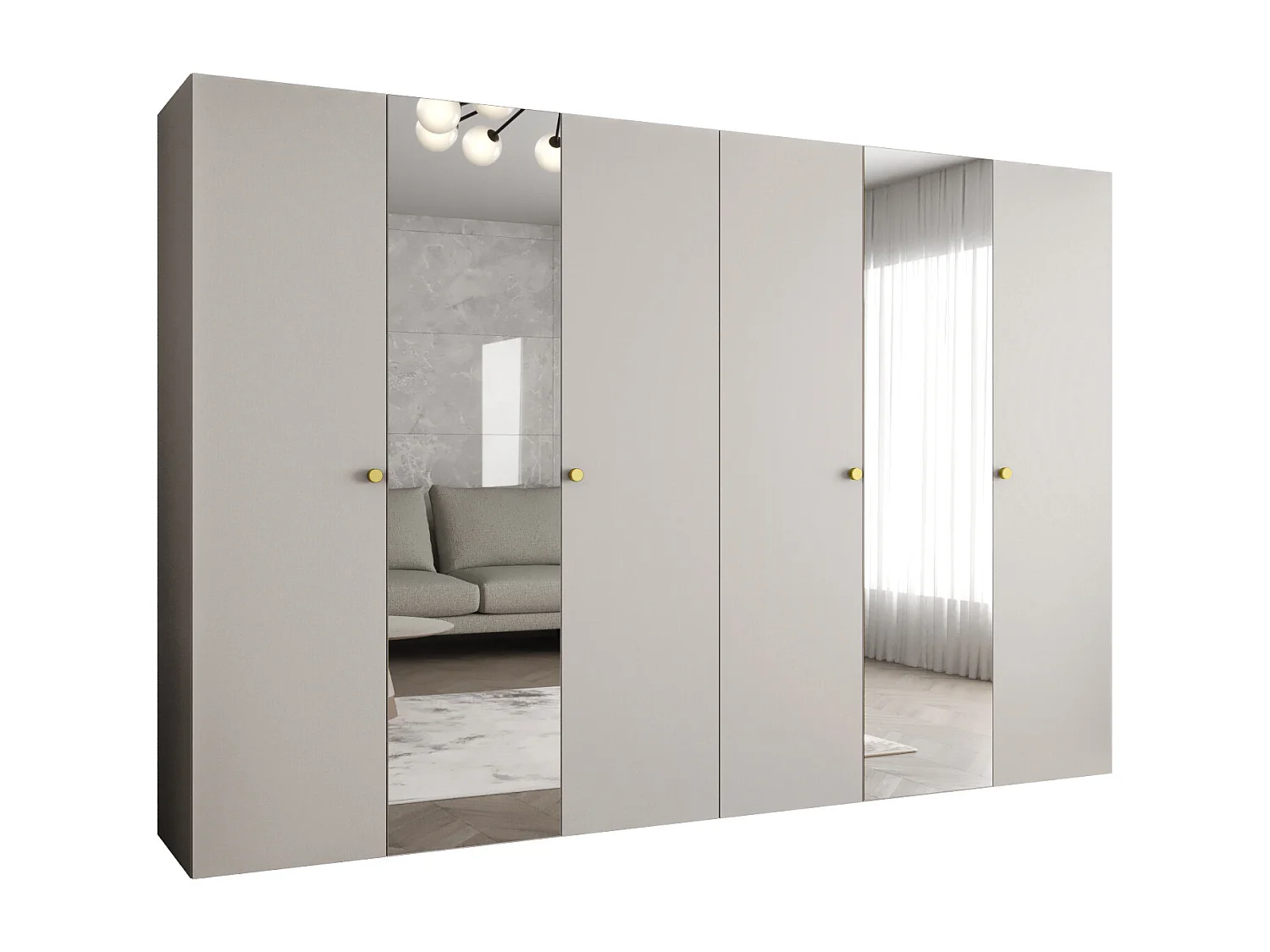 Armoire à portes battantes Parma 2 202/300/52 6 portes (Cachemire)