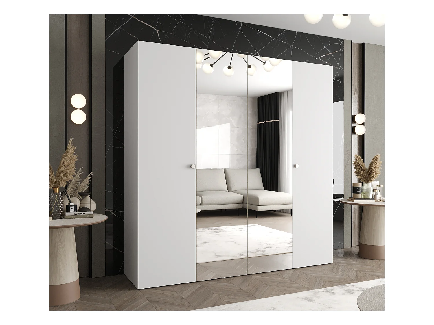 Armoire à portes battantes Parma 2 202/200/52 4 portes (Blanc)