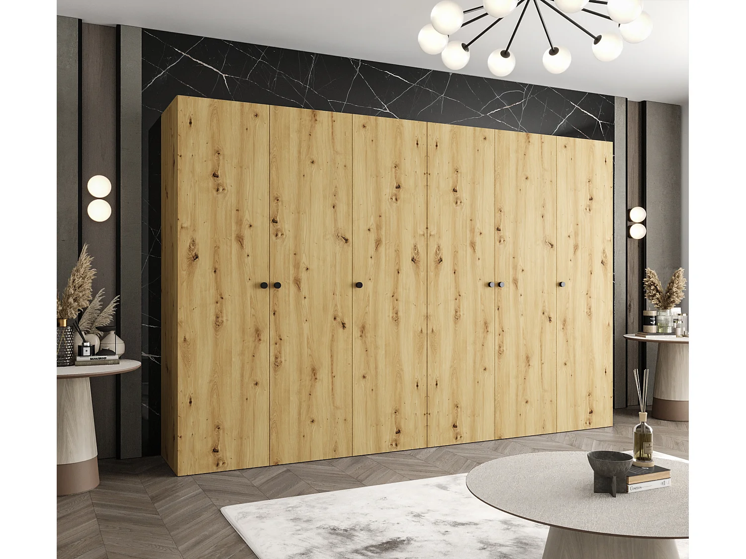 Armoire à portes battantes Parma 1 202/300/52 6 portes (Artisan)