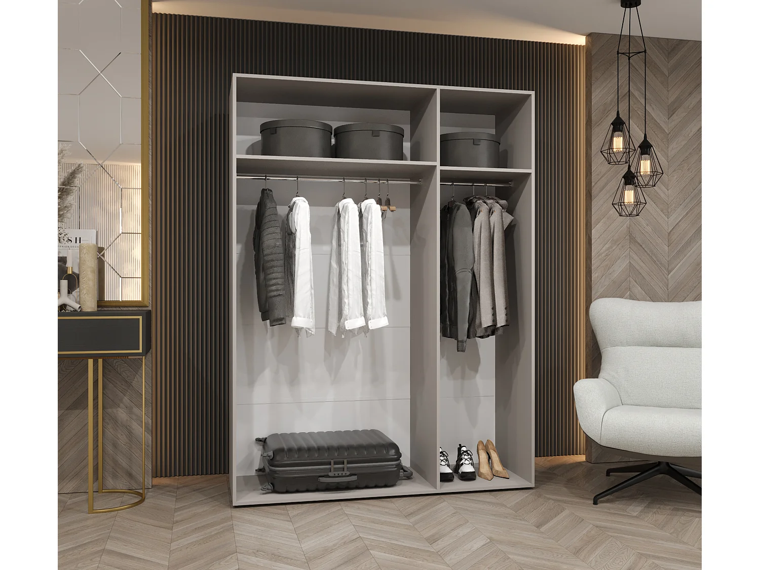 Kleerkast Parma 2 202/150/52 3-deurs (kasjmier)