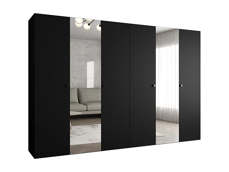 Armoire à portes battantes Parma 2 202/300/52 6 portes (Noir)