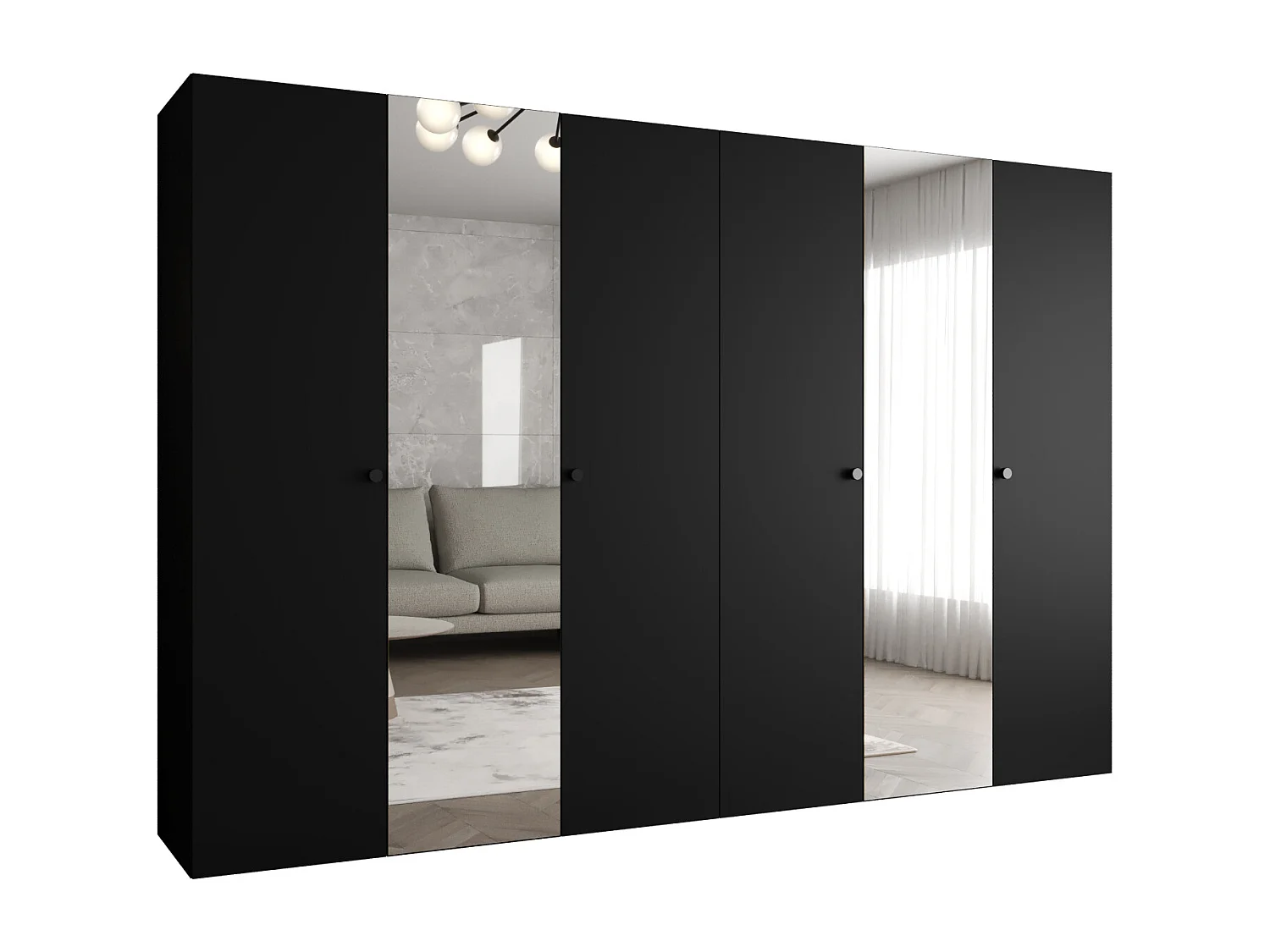 Kleerkast Parma 2  202/300/52 6-deurs (zwart)