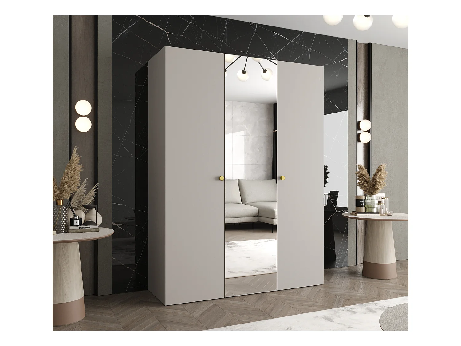 Armadio parma 2 con ante battenti 202/150/52 3 ante (cachemire)