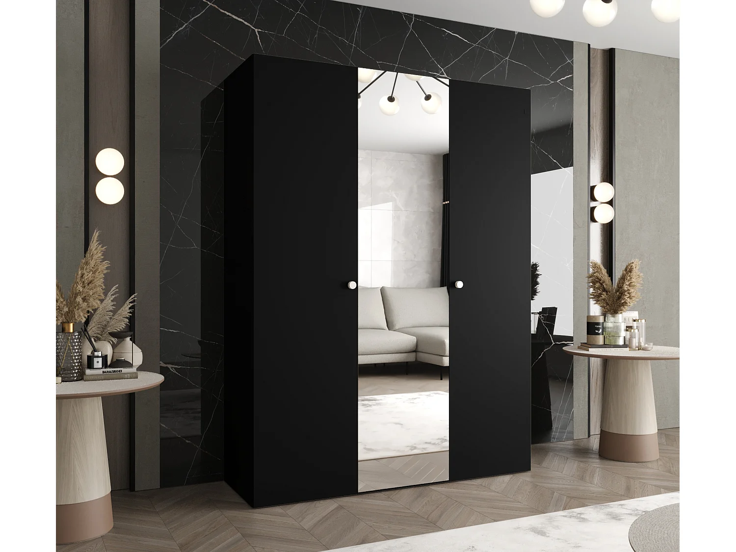 Armoire à portes battantes Parma 2 202/150/52 3 portes (Noir)