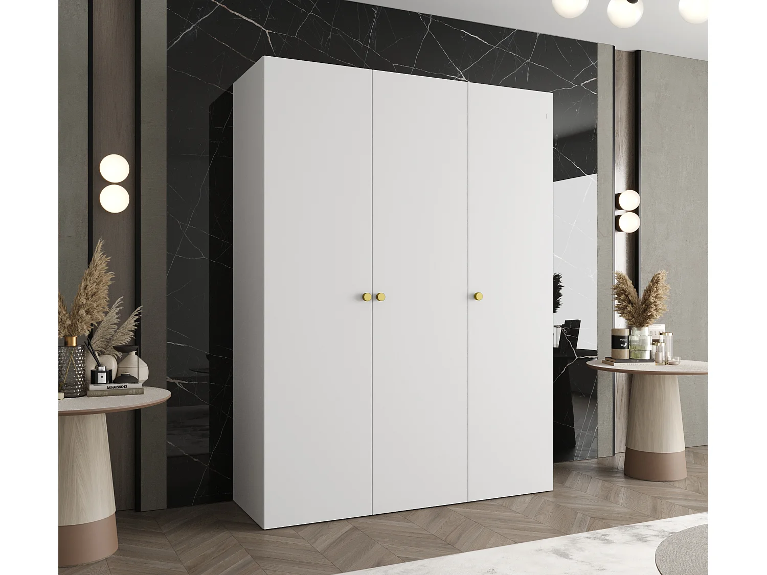 Armoire à portes battantes Parma 1 202/150/52 3 portes (Blanc)