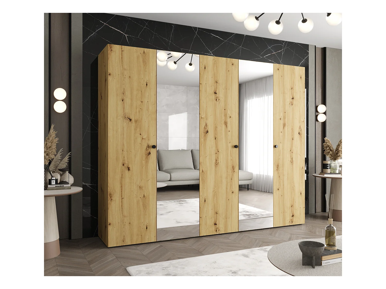 Armoire à portes battantes Parma 2 202/250/52 5 portes (Artisan)