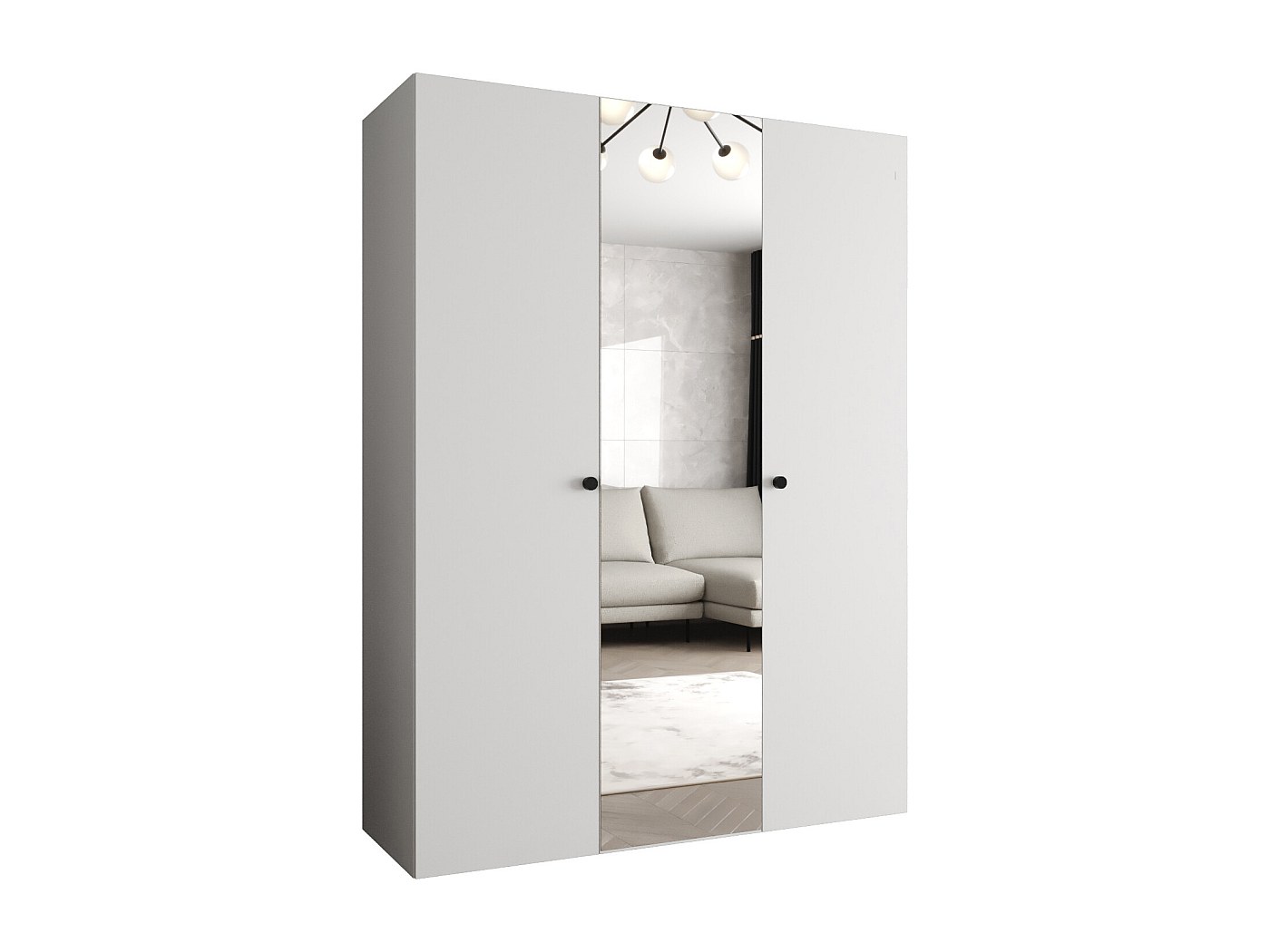Armoire 3 Portes Avec 2 Tiroirs - Noir Et Chêne Catania, 145x53x200 Cm - Rangement Vêtements Spacieux, Montage Facile - 2