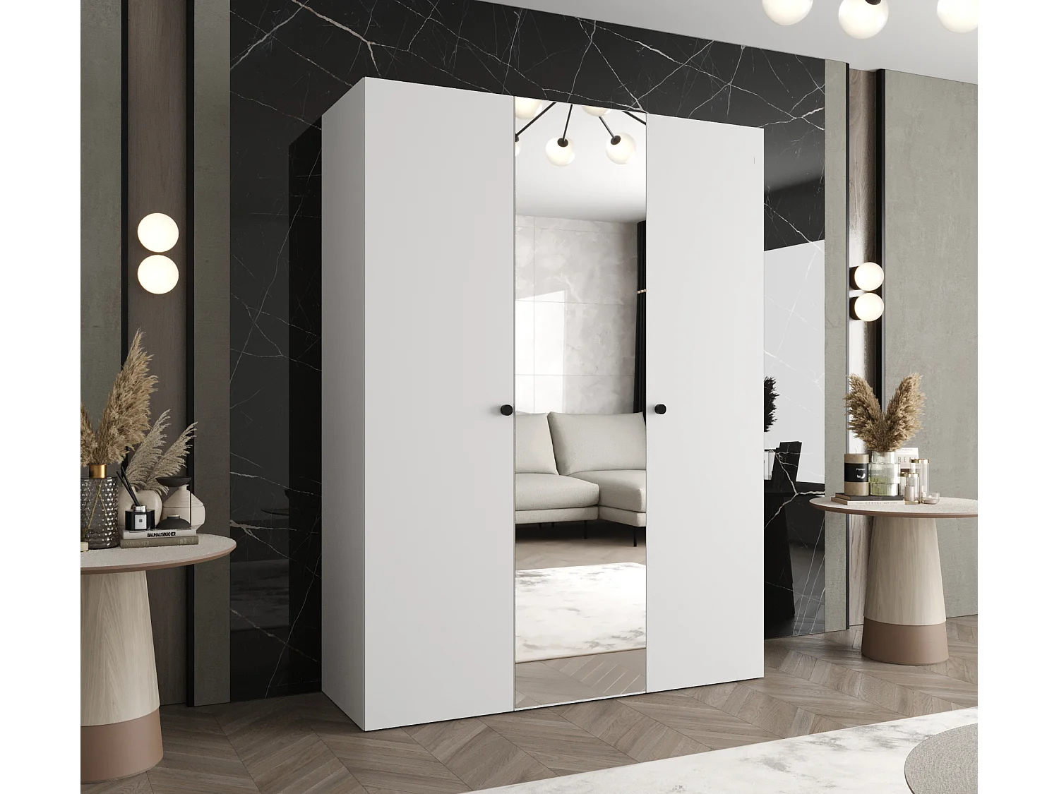 Armoire à portes battantes Parma 2 202/150/52 3 portes (Blanc)