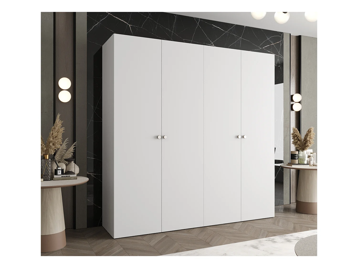 Kleerkast Parma 1 202/200/52 4-deurs (wit)