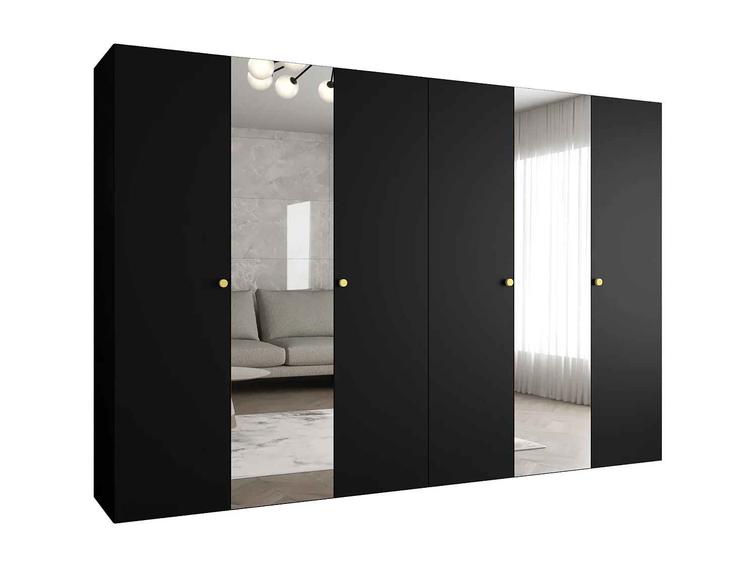 Armoire à portes battantes Parma 2 202/300/52 6 portes (Noir)