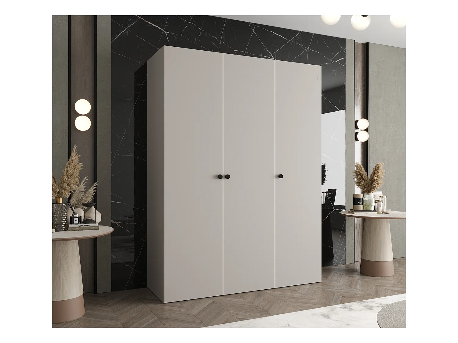 Armoire à portes battantes Parma 1 202/150/52 3 portes (Cachemire)