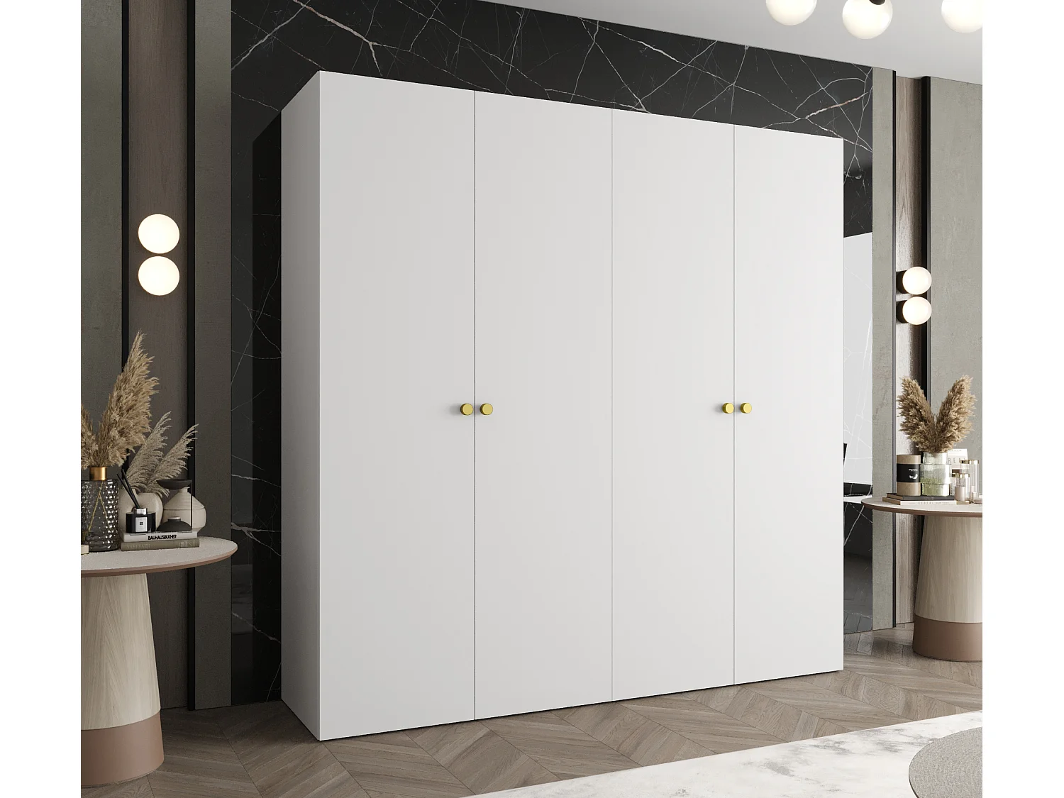 Armoire à portes battantes Parma 1 202/200/52 4 portes (Blanc)