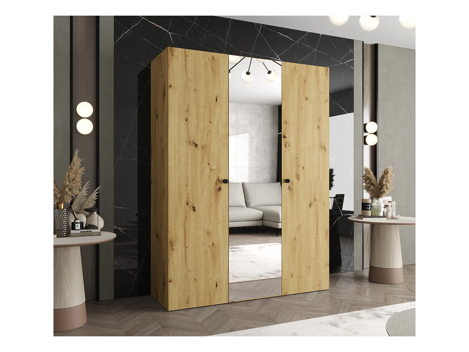 Armoire à portes battantes Parma 2 202/150/52 3 portes (Artisan)