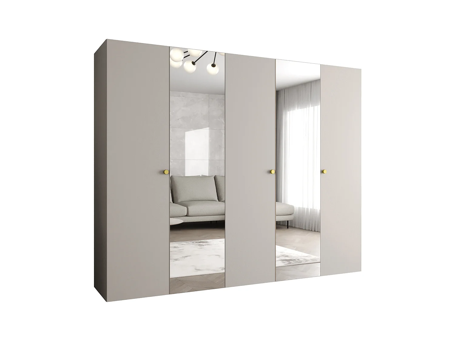 Drehtürenschrank Parma 2 202/250/52 5-türig (Kaschmir)