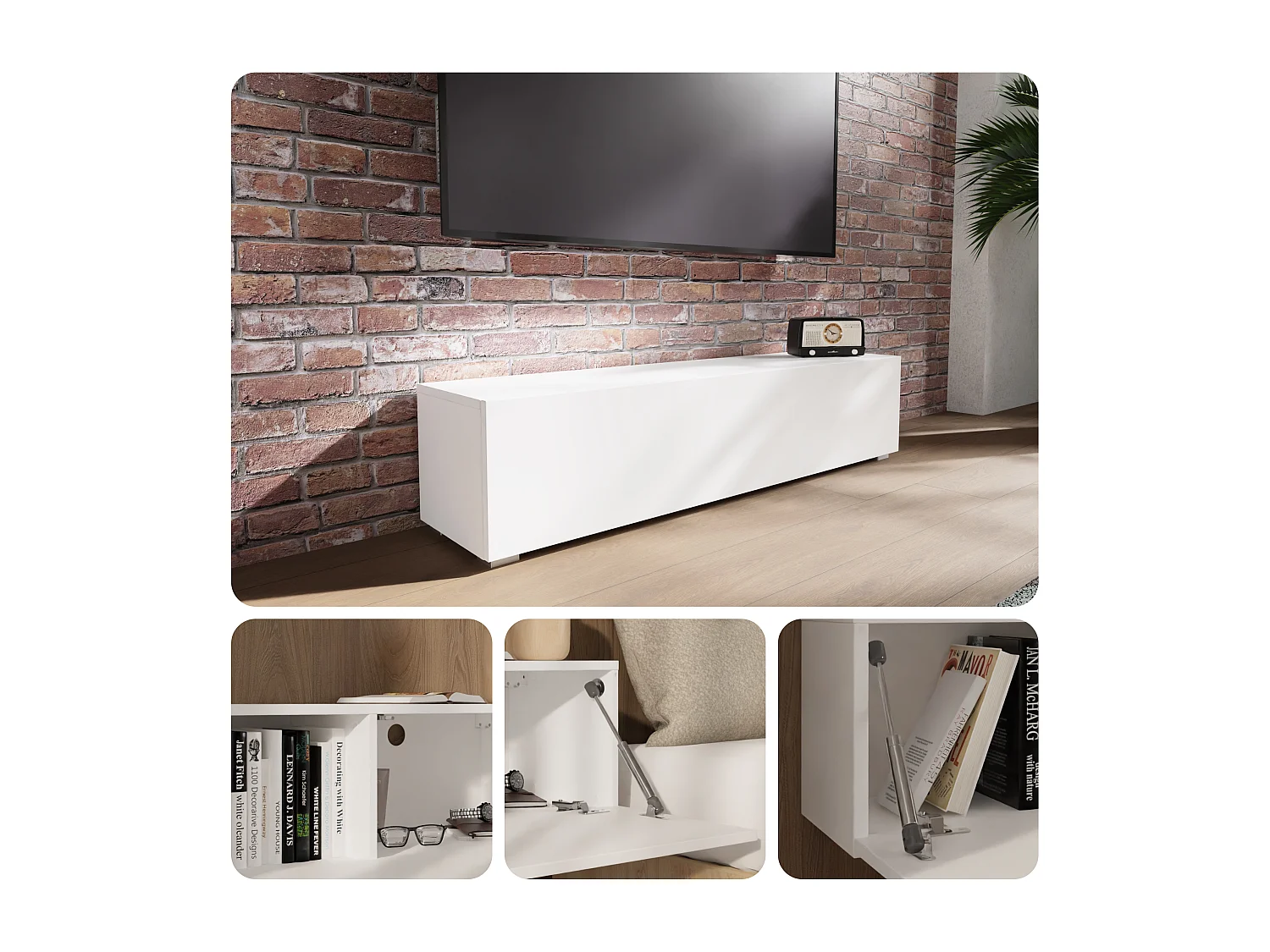 Mueble de TV 105 cm 140 cm – Mueble Suspendido Moderno para Salón