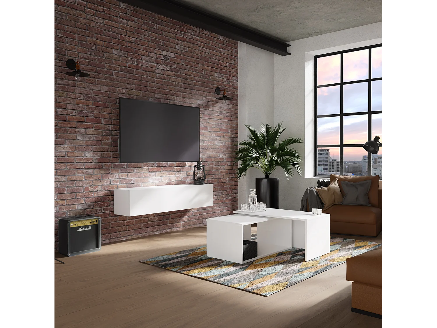 Meuble TV 105 cm 140 cm Banc Télé  Suspendu Banc Télévision Moderne Flottante pour Salon