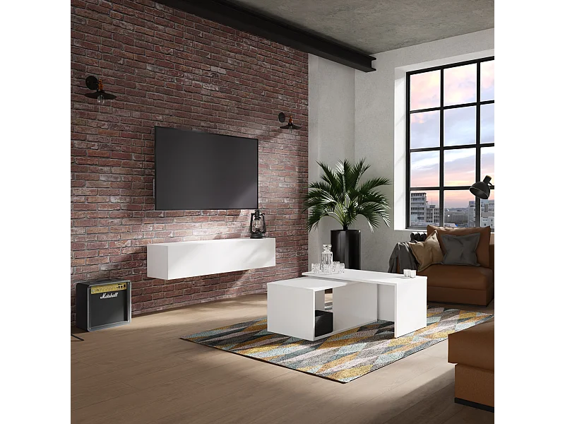 Meuble TV 105 cm 140 cm Banc Télé  Suspendu Banc Télévision Moderne Flottante pour Salon