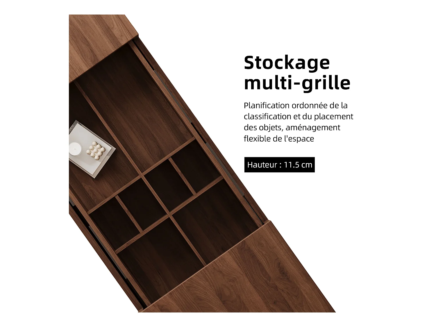 Table Basse Extensible, Design Rectangulaire, 120-208 cm, Rangement Caché, Moderne et Pratique, Noyer