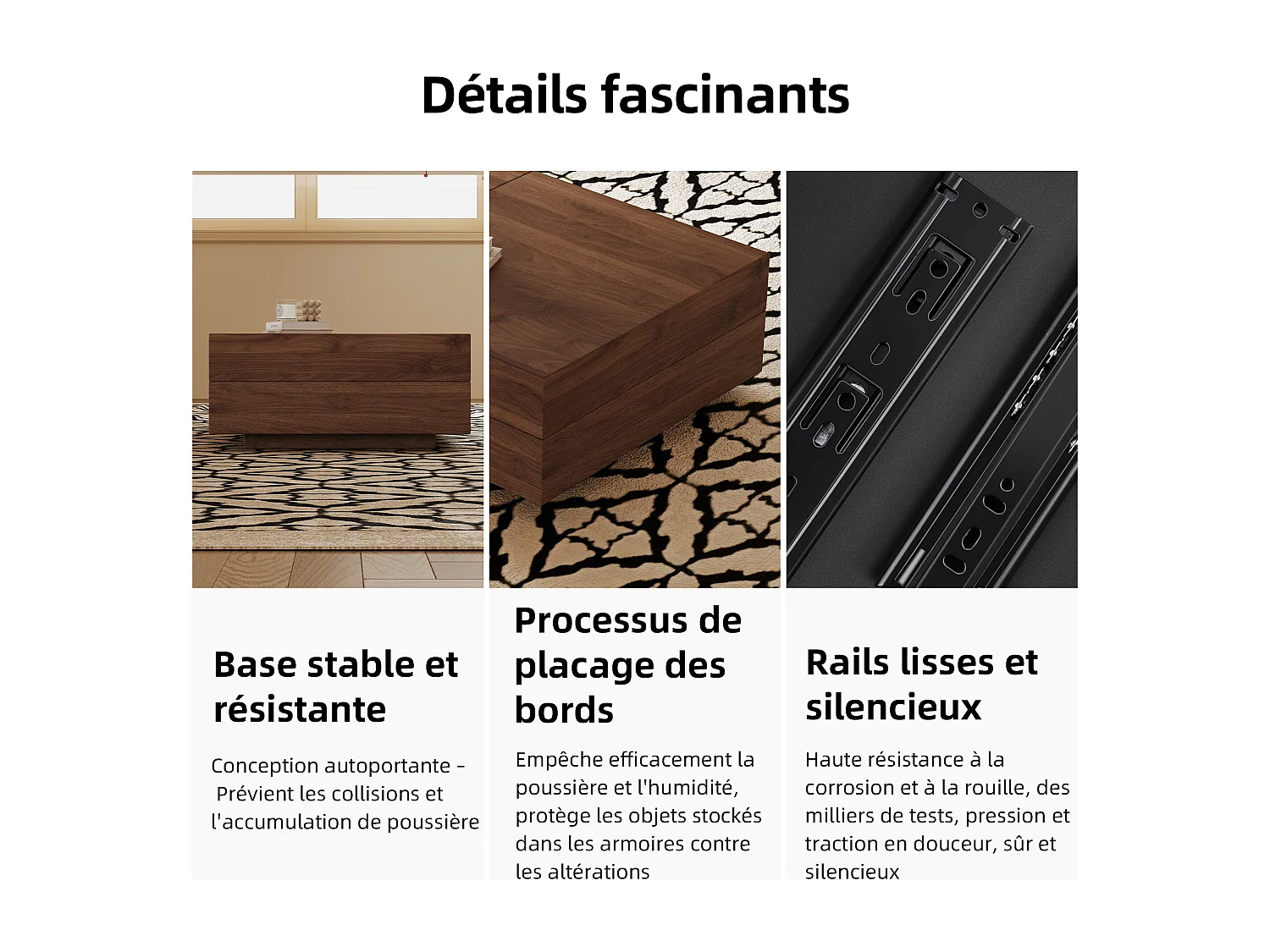 Table Basse Extensible, Design Rectangulaire, 120-208 cm, Rangement Caché, Moderne et Pratique, Noyer