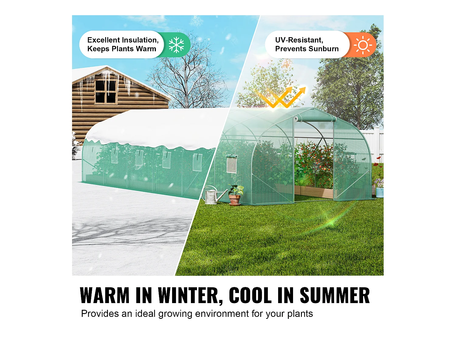 Serre Tunnel SucceBuy, Serre Tunnel de 900x300x200 cm, Cadre Galvanisé, avec Cadre en Acier Galvanisé, Couverture en PE, Vert