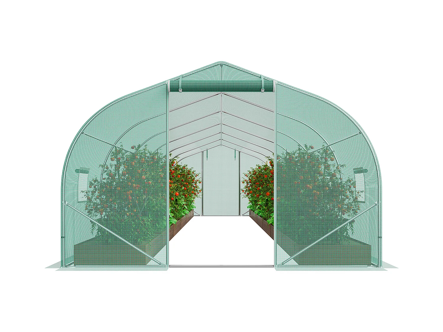 Serre Tunnel SucceBuy, Serre Tunnel de 900x300x200 cm, Cadre Galvanisé, avec Cadre en Acier Galvanisé, Couverture en PE, Vert